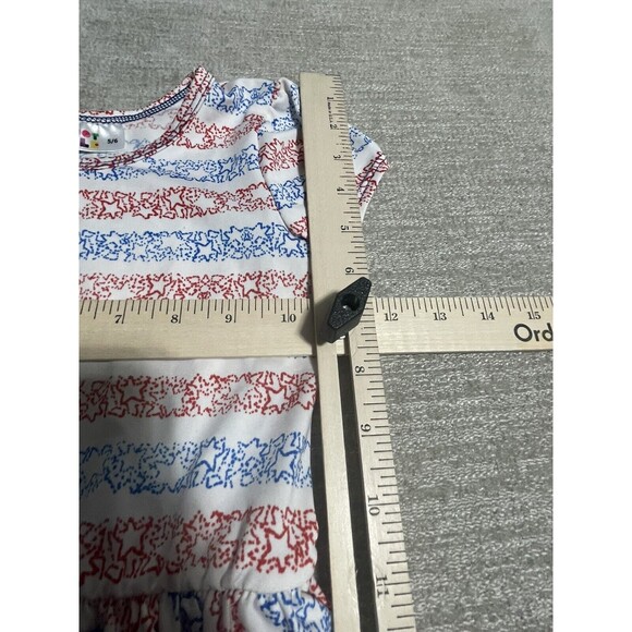Dot Dot Smile Dress Girl’s Size 5/6 White Stripes Graphic Geometric Short Sleeve - Picture 6 of 9